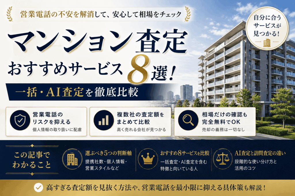 マンション査定おすすめサービス8選！一括・AI査定を徹底比較